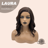 JBEXTENSION 14 Inches Dark Brown Pre-Cut Side Part Snowflake Lace Frontlace Glueless Wig LAURA SNOWFLAKE DARK BROWN【BENDY EAR TABS】