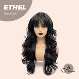 JBEXTENSION 24 Inches Jet Black Body Wave Frontlace Wig With Bangs ETHEL