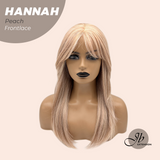 JBEXTENSION 20 Inches Peach Pre-Cut Frontlace Glueless Wig with Bangs HANNAH PEACH