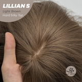 JBEXTENSION 22 Inches Scalpiana Light Brown Curly 3.5X4 Hard Silky Top Natural Scalp Effect Wig LILLIAN S LIGHT BROWN