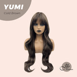 JBEXTENSION 30 Inches Long Cold Brown Wig With Bangs YUMI BROWN