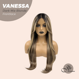 Nichole's Selection - 26 Inches Curly Dark Mix Blonde Pre-Cut Frontlace Wig VANESSA DARK MIX BLONDE