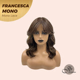 JBEXTENSION FRANCESCA MONO Full Monofilament Wig 15 Inches Brown With Highlight Curly Full Mono Lace Glueless Wig FRANCESCA MONO