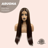 JBEXTENSION 28 Inches Brown Straight 13X3.5 Free Part Pre-Cut Frontlace Glueless Wig ARUONA BROWN