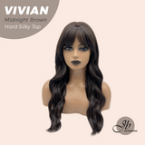 JBEXTENSION 24 Inches Scalpiana Midnight Brown(Black/Brown) Wave 3.5X4 Hard Silky Top Natural Scalp Effect Wig VIVIAN MIDNIGHT BROWN