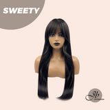 JBEXTENSION 28 Inches Midnight Brown( Black/Brown) Wig With Bangs SWEETY