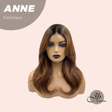 JBEXTENSION 16 Inches Wave Mocha With Dark Root Pre-Cut Frontlace Glueless Wig ANNE