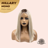 JBEXTENSION HILLARY MONO Full Monofilament Wig 16 Inches Blonde With Dark Root Straight Mono Lace Wig With Anti-slip Silicone Strips Glueless Wig Hillary Mono