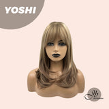 JBEXTENSION 18 Inches Hush Cut Mix Brown Wig With Wispy Bangs YOSHI