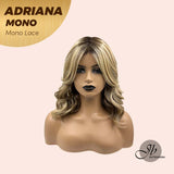 JBEXTENSION ADRIANA MONO Full Monofilament Handmade Full Lace Full Hand Tied Wig 14 Inches Blonde With Dark Root Wave Mono Lace Handmade Futura Fiber Wig With Anti-slip Silicone Strips Glueless Wig Adriana Mono