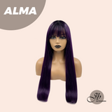 JBEXTENSION 26 Inches Dark Purple Straight Wig With Bangs ALMA