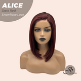 JBEXTENSION 12 Inches Dark Red Pre-Cut Side Part Snowflake Lace Frontlace Glueless Wig ALICE DARK RED【BENDY EAR TABS】