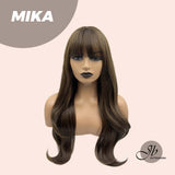 JBEXTENSION 26 Inches Nature Brown Curly Wig With Bangs MIKA