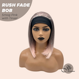 JBEXTENSION 12 Inches Short Hair Smog Pink with Tinsel Headband Wig RUSH FADE BOB - SMOG PINK WITH TINSEL
