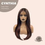 JBEXTENSION 25 Inches Auburn Highlight Pre-Cut Free Part Frontlace Glueless Wig CYNTHIA