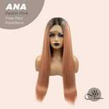 JBEXTENSION 28 Inches Peach Pink Straight 13X6 Free Part Frontlace Glueless Wig ANA PEACH PINK