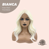 JBEXTENSION 16 Inches Platinum Blonde Wave Free Part Pre-Cut Frontlace Glueless Wig BIANCA