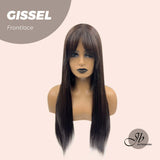 JBEXTENSION 24 Inches Soft Black Straight Pre-Cut Frontlace Glueless Wig GISSEL