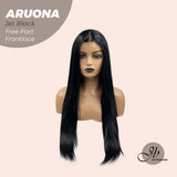 JBEXTENSION 28 Inches Jet Black Straight 13X3.5 Free Part Pre-Cut Frontlace Glueless Wig ARUONA JET BLACK