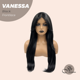 JBEXTENSION 26 Inches Curly Black Pre-Cut Frontlace Wig VANESSA BLACK