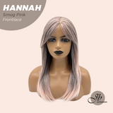 JBEXTENSION 20 Inches Smog Pink Pre-Cut Frontlace Glueless Wig with Bangs HANNAH SMOG PINK