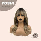 JBEXTENSION 18 Inches Hush Cut Mix Blonde Wig With Bangs YOSHI MIX BLONDE