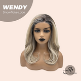 JBEXTENSION 18 Inches Mix Blonde Curly Pre-Cut Side Part Snowflake Lace Frontlace Glueless Wig WENDY【BENDY EAR TABS】- M/L