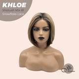 JBEXTENSION 12 Inches Bob Cut Shatush Mix Blonde Pre-Cut Snowflake Lace Frontlace Glueless Wig KHLOE SHATUSH MIX BLONDE【PERMATEASE】