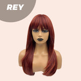JBEXTENSION 22 Inches Wolf Cut Red Wig With Bangs REY