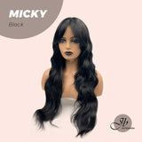 JBEXTENSION 26 Inches Jet Black Body Wave Wig With Bangs MICKY BLACK