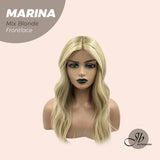 JBEXTENSION 20 Inches Mix Blonde Wave Pre-Cut Frontlace Glueless Wig MARINA MIX BLONDE