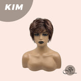 JBEXTENSION Pixie Cut Brown Half Real Human Hair Half Futura Fiber Fashion Wig KIM