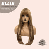 JBEXTENSION 26 Inches Strawberry Mocha Wolf Cut 3.5X4 Hard Silky Top Natural Scalp Effect Wig With Bangs ELLIE STRAWBERRY MOCHA Silk Top