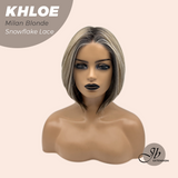 JBEXTENSION 12 Inches Bob Cut Milan Blonde Pre-Cut Snowflake Lace Frontlace Glueless Wig KHLOE MILAN BLONDE【PERMATEASE】