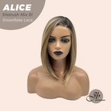 JBEXTENSION 12 Inches Shatush Mix Blonde Pre-Cut Side Part Snowflake Lace Frontlace Glueless Wig ALICE SHATUSH MIX BLONDE