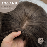 JBEXTENSION 22 Inches Scalpiana Cold Brown Curly 3.5X4 Hard Silky Top Natural Scalp Effect Wig LILLIAN S COLD BROWN