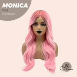 JBEXTENSION 26 Inches Curly Pink Pre-Cut Frontlace Glueless Wig MONICA PINK