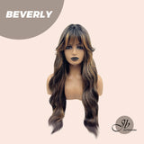 JBEXTENSION 28 Inches Long Curly Black With Blonde Color Wig With Bangs BEVERLY