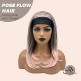 JBEXTENSION 18 Inches Smog Pink with Tinsel Headband Wig POSE FLOW HAIR - SMOG PINK WITH TINSEL