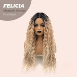 JBEXTENSION 28 Inches Extra Curly Shatush Blonde Long Pre-Cut Frontlace Glueless Wig FELICIA SHATUSH BLONDE