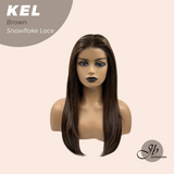 JBEXTENSION 22 Inches Brown Pre-Cut Snowflake Lace Frontlace Glueless Wig KEL BROWN