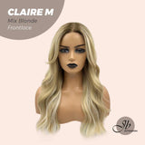 JBEXTENSION Peluca de encaje frontal precortada rubia mezcla de ondas corporales de 22 pulgadas CLAIRE M BLONDE