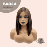 JBEXTENSION 12 Inches Bob Cut Chocolate Brown Straight Pre-Cut Frontlace Glueless Wig PAULA DARK BROWN