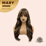 JBEXTENSION MARY MONO Full Monofilament Wig 22 Inches Brown With Highlight Curly Full Mono Lace Glueless Wig MARY MONO