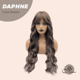 JBEXTENSION 29 Inches Long Body Wave Cold Brown Wig With Bangs DAPHNE COLD BROWN