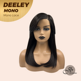 JBEXTENSION DEELEY MONO Full Monofilament Handmade Full Lace Full Hand Tied Wig 20 Inches Black Mono Lace Handmade Futura Fiber Wig Glueless Wig DEELEY MONO