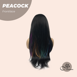 JBEXTENSION 26 Inches Curly Black With Multiple Color Pre-Cut Frontlace Wig PEACOCK