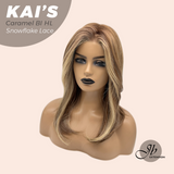 JBEXTENSION 18 Inches Caramel Blonde Highlight Pre-Cut Snowflake Lace Frontlace Glueless Wig KAI'S CARAMEL BLONDE HIGHLIGHT【PERMATEASE】【BENDY EAR TABS】