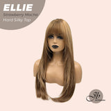 JBEXTENSION 26 Inches Strawberry Mocha Wolf Cut 3.5X4 Hard Silky Top Natural Scalp Effect Wig With Bangs ELLIE STRAWBERRY MOCHA Silk Top