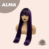 JBEXTENSION 26 Inches Dark Purple Straight Wig With Bangs ALMA